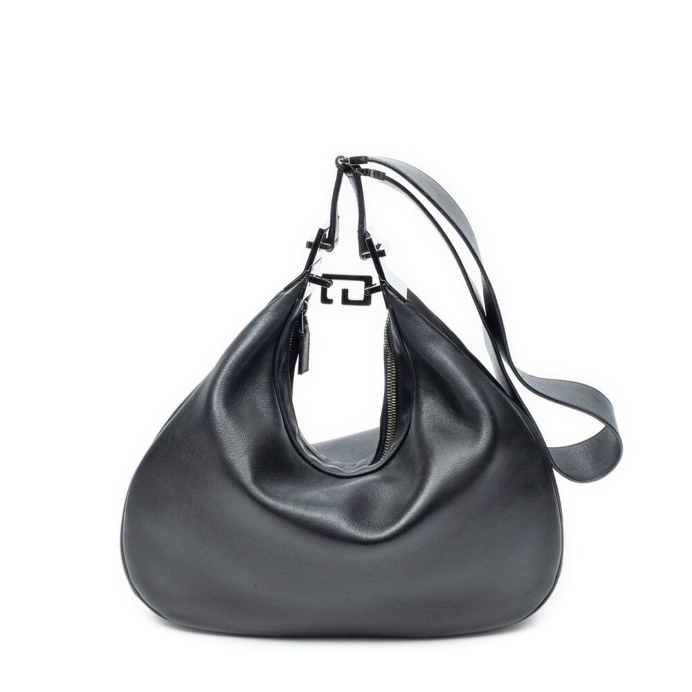 Gucci Attache Hobo Shoulder Bag Black Calfskin Leather 001-3315-1705 Vintage